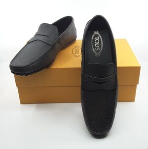 Tod's Black Pebbled Leather City Gammino Loafer U.K. Size 10